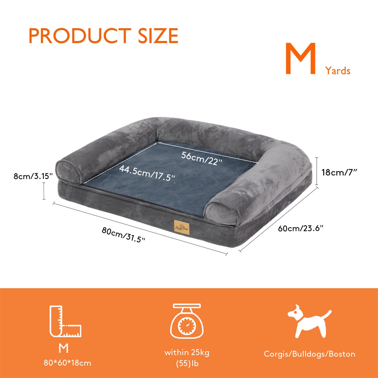 Xx-Large Orthopedic Memory Foam Dog Bed Washable Pet Bolster Mattress Waterproof