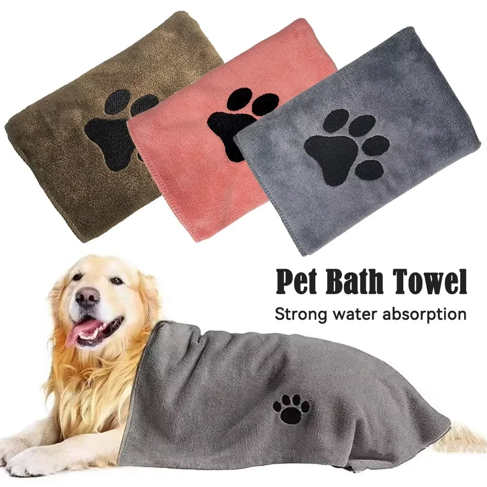 Super Soft Microfiber Pet Bath Towel - Absorbent & Embroidered Grooming Supplies for Cats and Dogs (35x75cm & 50x100cm)