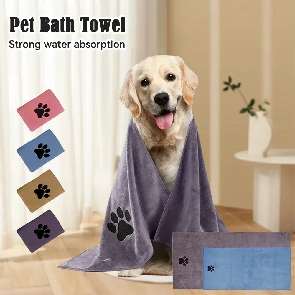 Super Soft Microfiber Pet Bath Towel - Absorbent & Embroidered Grooming Supplies for Cats and Dogs (35x75cm & 50x100cm)