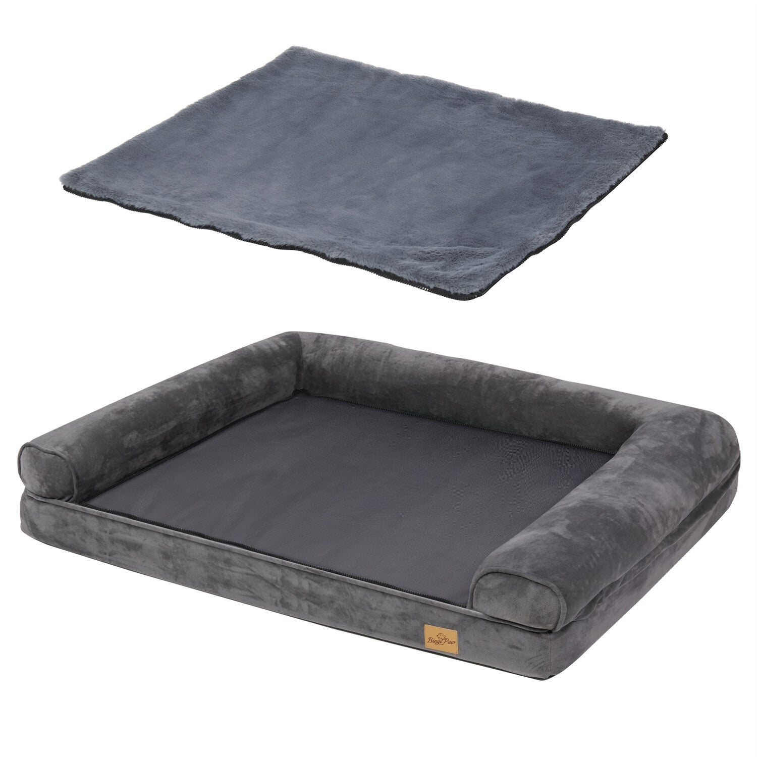 Xx-Large Orthopedic Memory Foam Dog Bed Washable Pet Bolster Mattress Waterproof