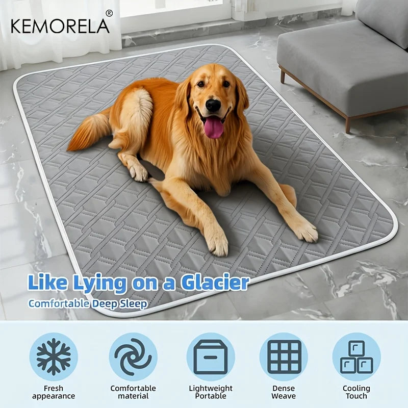 Keep Your Pets Cool and Comfortable with the KEMORELA Large Washable Cooling Pad - Perfect for Dogs and Cats!