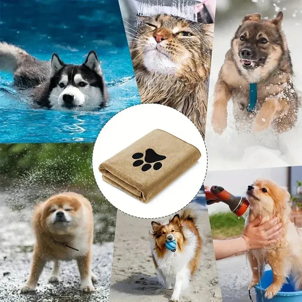 Super Soft Microfiber Pet Bath Towel - Absorbent & Embroidered Grooming Supplies for Cats and Dogs (35x75cm & 50x100cm)