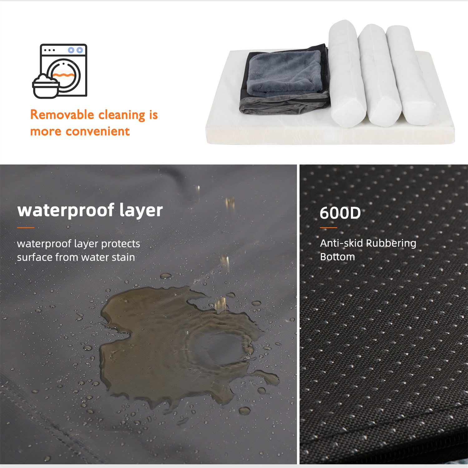 Xx-Large Orthopedic Memory Foam Dog Bed Washable Pet Bolster Mattress Waterproof