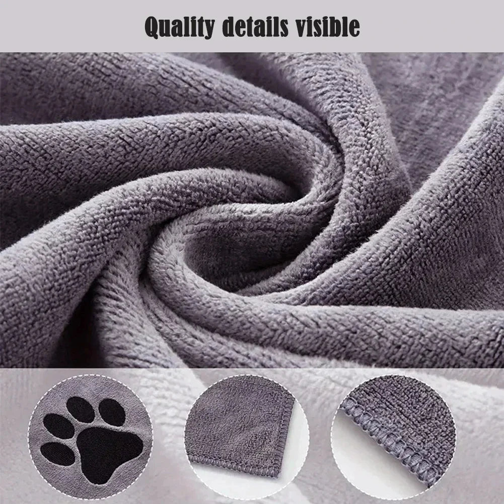 Super Soft Microfiber Pet Bath Towel - Absorbent & Embroidered Grooming Supplies for Cats and Dogs (35x75cm & 50x100cm)